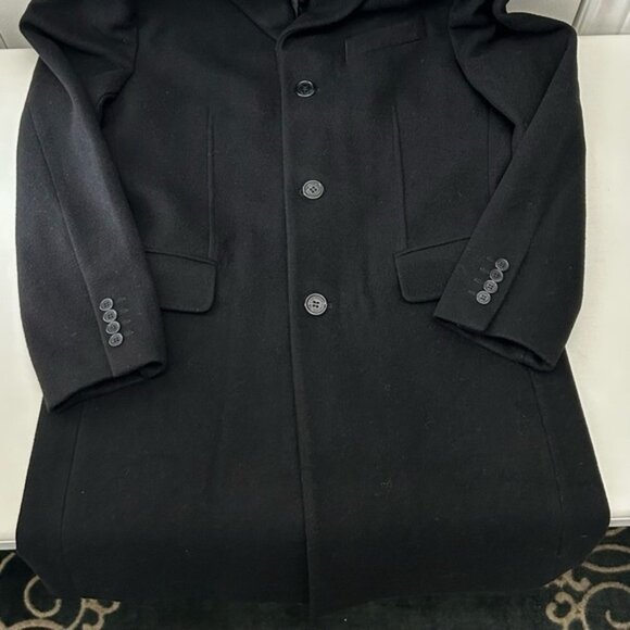 Ben Sherman Men's Coat Wool Blend Tailored Overcoat Topper Black Size Medium - Picture 15 of 16